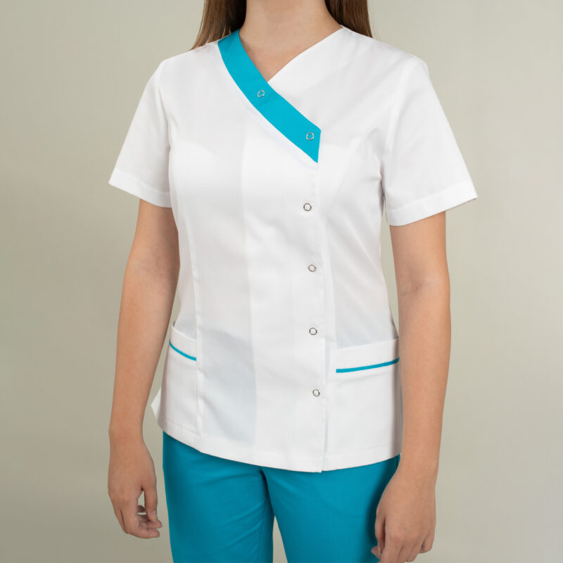 Bluza medicala Sara cu paspoal color - imagine 6