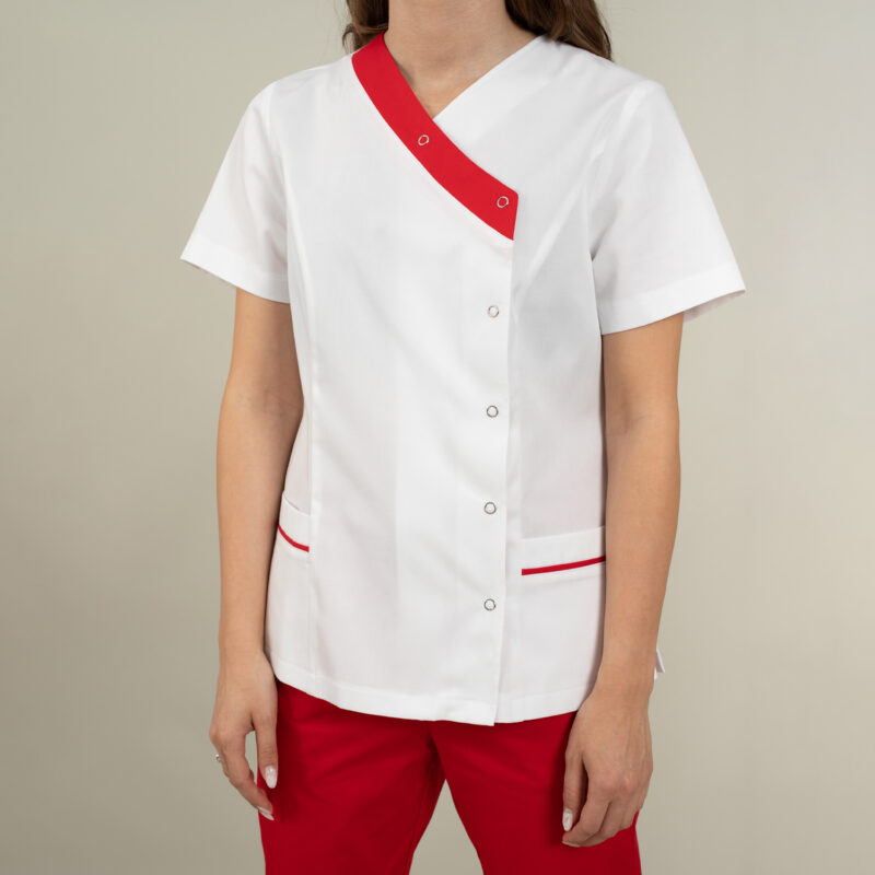 Bluza medicala Sara cu paspoal color - imagine 2