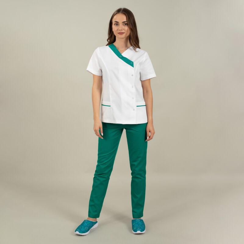 Bluza medicala Sara cu paspoal color - imagine 5