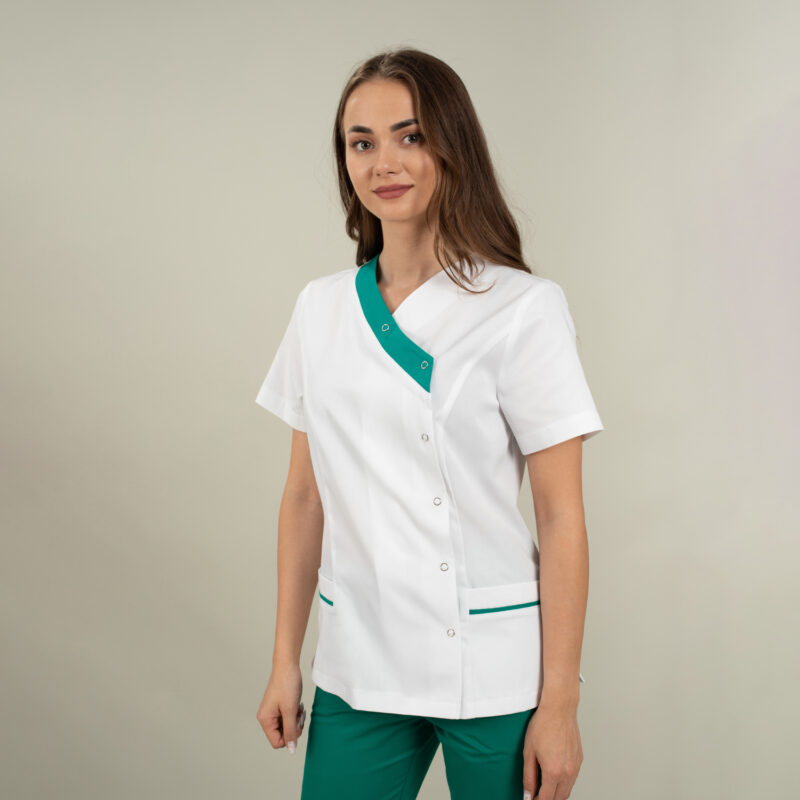 Bluza medicala Sara cu paspoal color - imagine 4