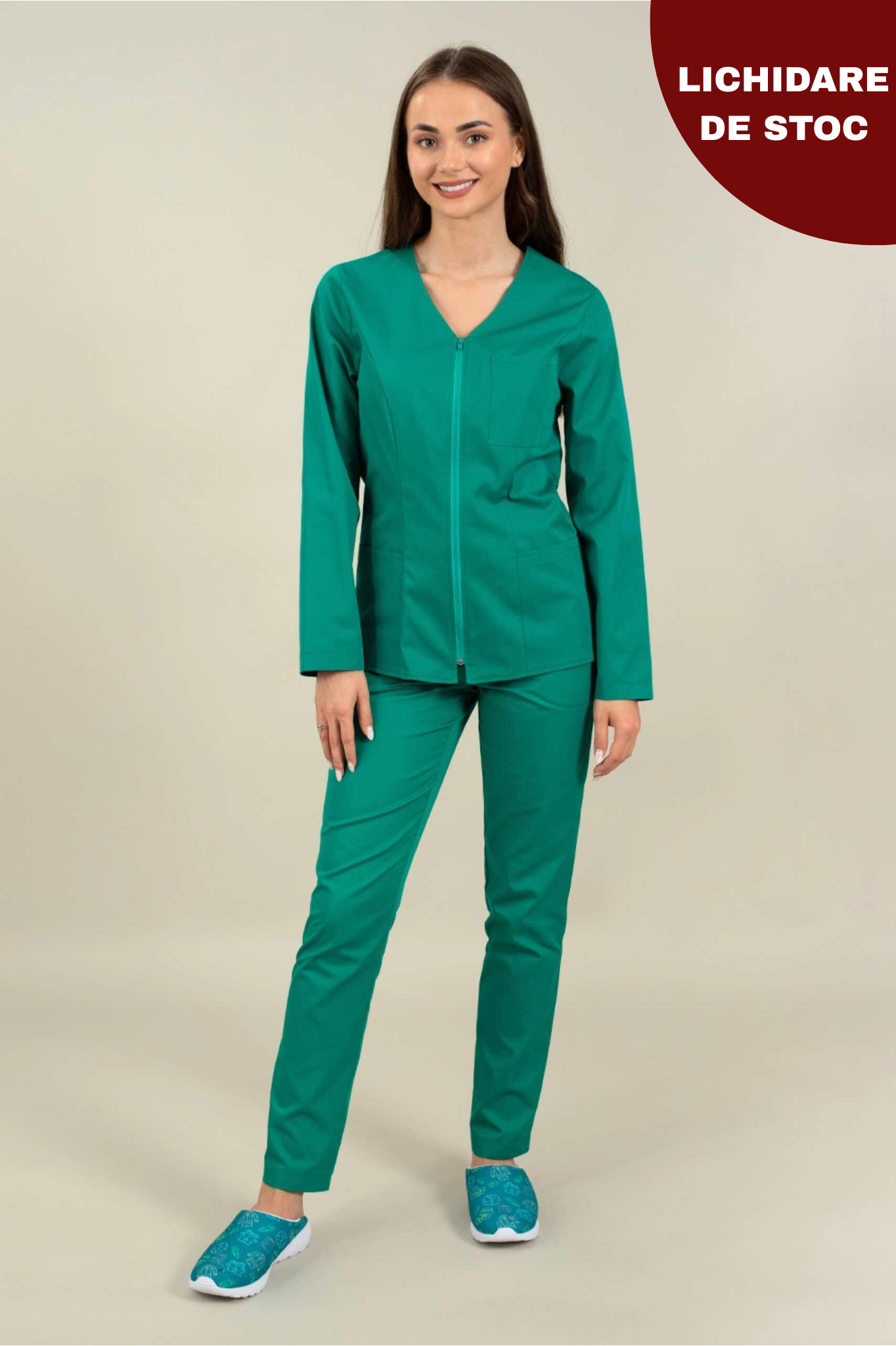 Bluză medicală Adela color cu mânecă lungă