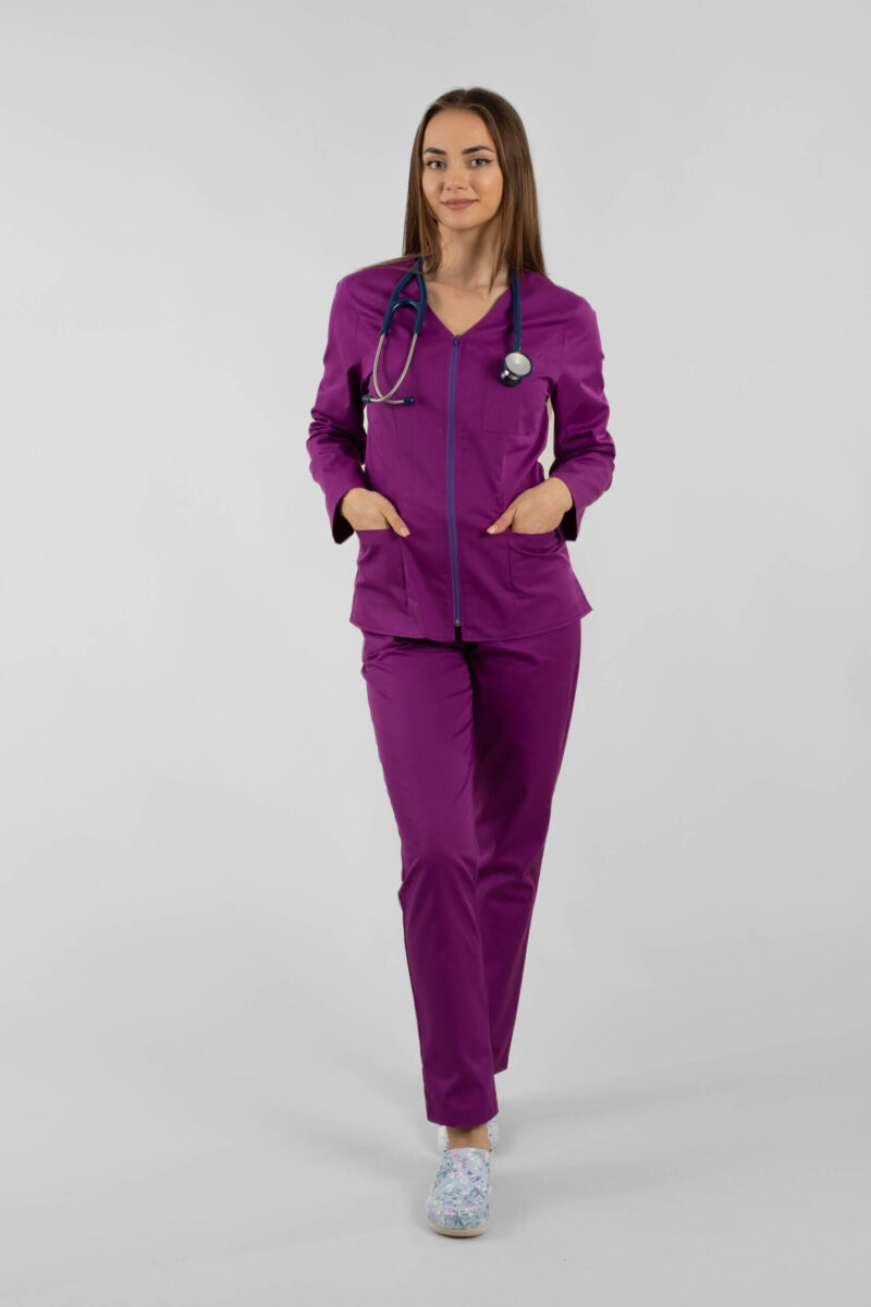 Bluză medicală Adela color cu mânecă lungă - imagine 4