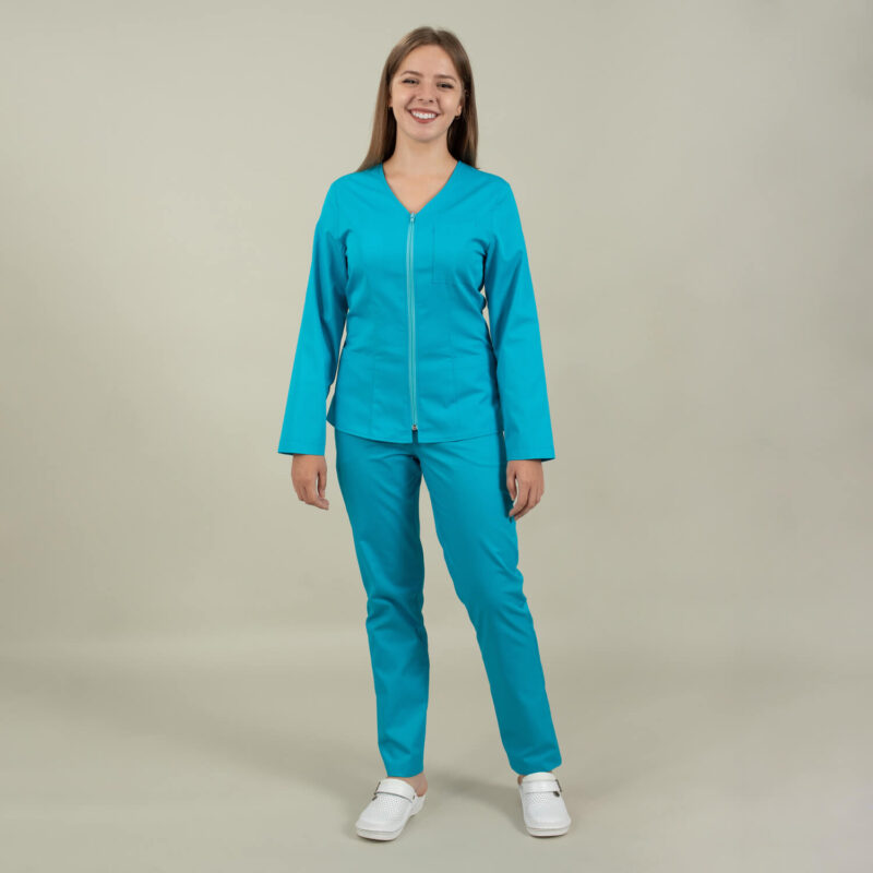 Bluză medicală Adela color cu mânecă lungă - imagine 3