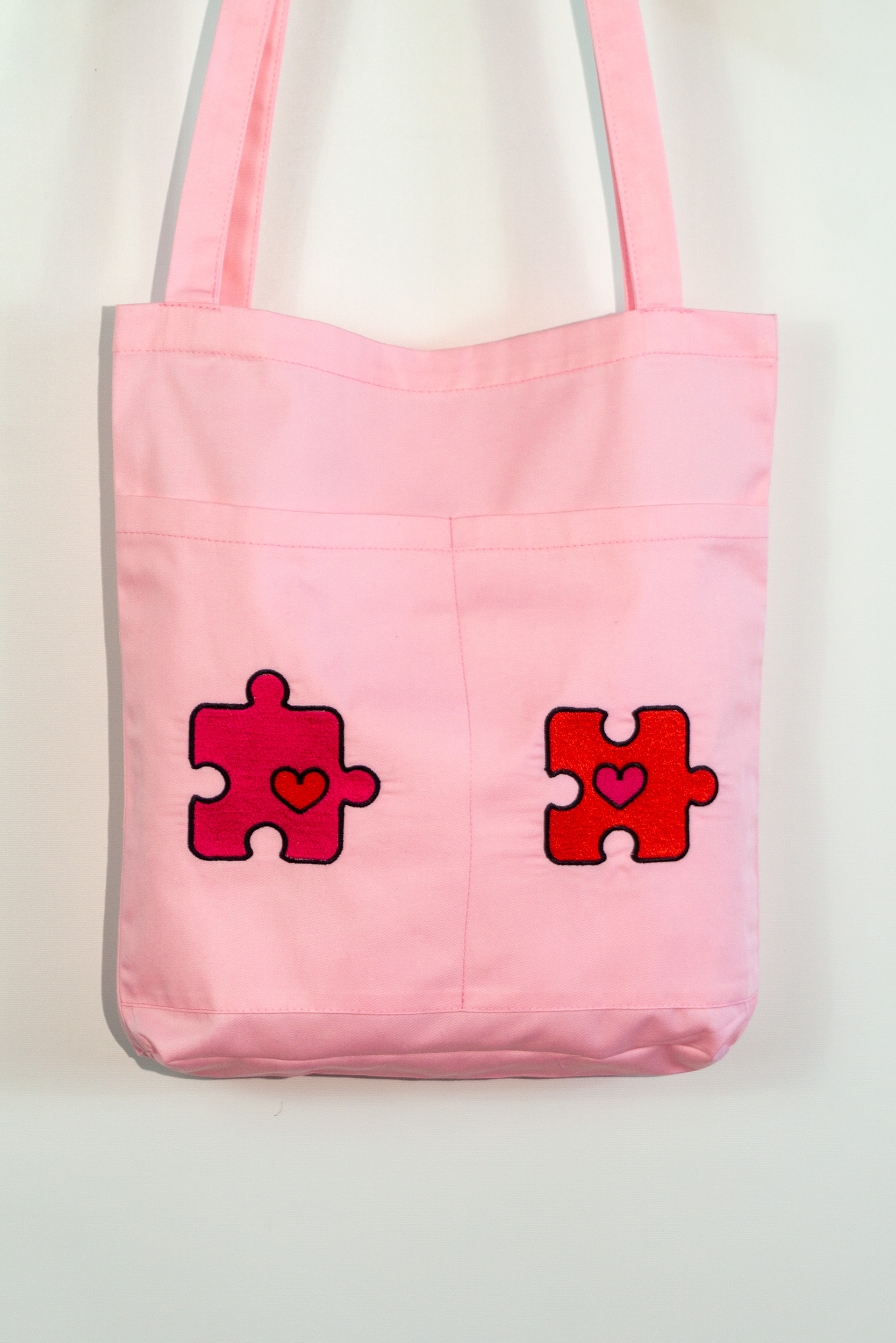 Sacosa broderie piese puzzle