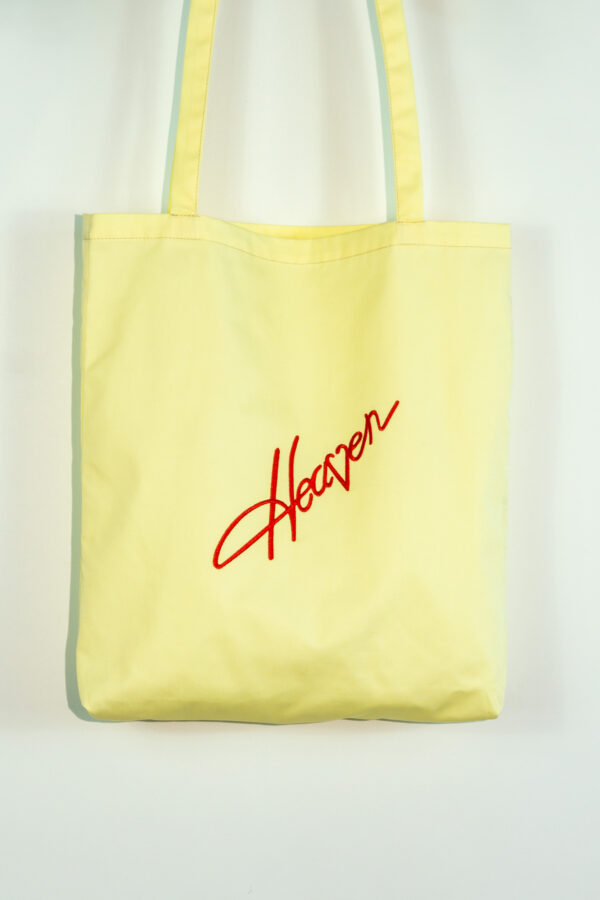 Sacosa mare broderie text "Heaven"