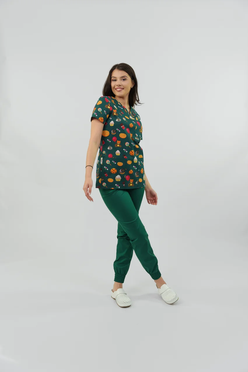Bluză medicală Ana imprimeu floral