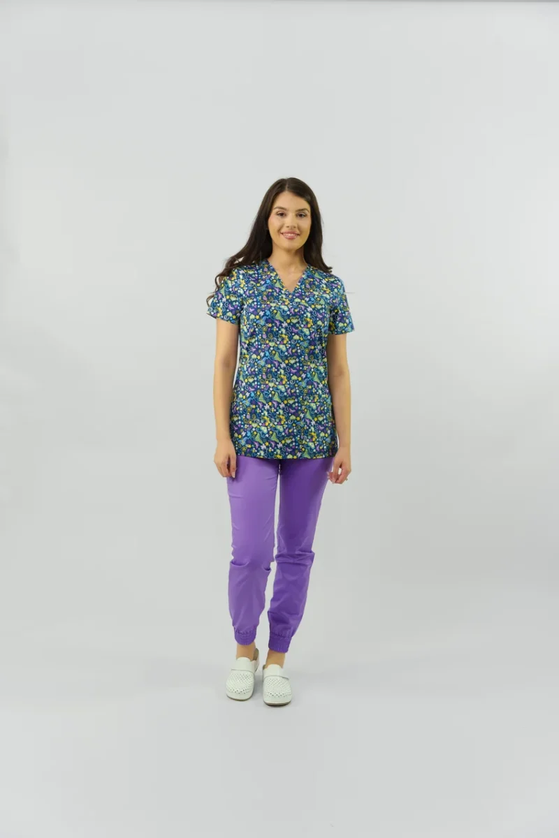 Bluză medicală Ana imprimeu floral - imagine 2