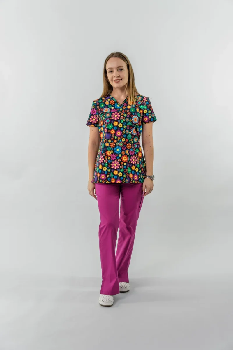 Bluză medicală Ana imprimeu floral - imagine 5