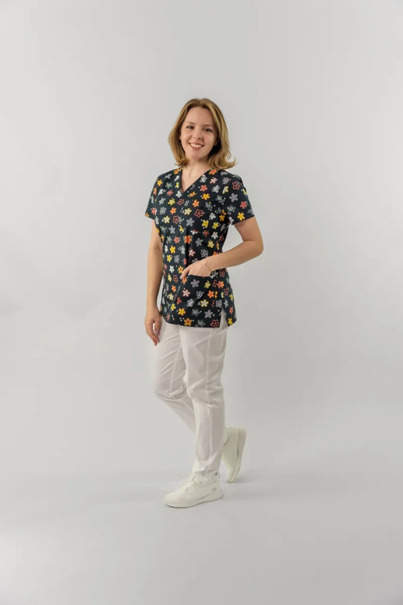 Bluză medicală Ana imprimeu floral - imagine 6